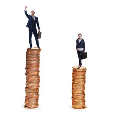 Concept of inequal pay and gender gap between man woman