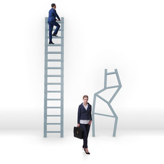 Concept of inequal career opportunities between man woman