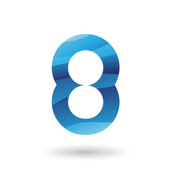 Blue Round Icon for Number 8 Vector Illustration