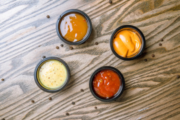 assorted sauces top view