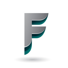 Layered 3d Grey Icon for Letter F Vector Illustration