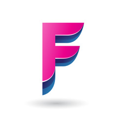 Layered 3d Magenta Icon for Letter F Vector Illustration