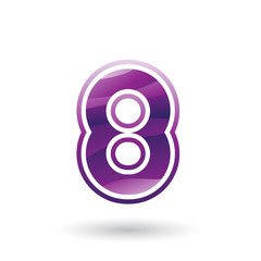 Purple Round Icon for Number 8 Vector Illustration