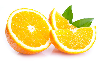 Fresh orange on white background