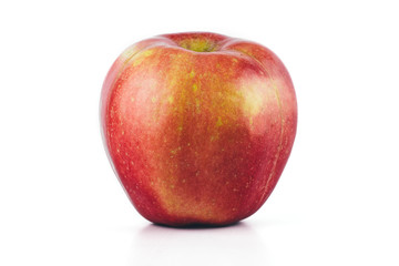Red apple fruit with leaf isolated