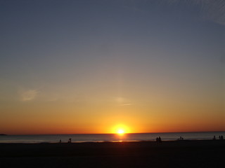 Deserted beach at sunset, the sky changes colors, cold shades, series snapshot