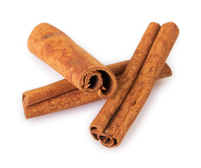 Cinnamon on white background