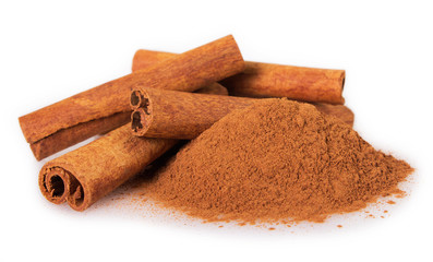 Cinnamon on white background
