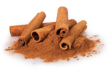 Cinnamon on white background