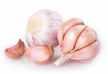 Fresh garlic on white background