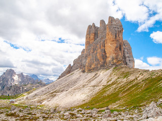 Fototapeta premium Tre Cime di Lavaredo, aka Drei Zinnen, rock formation in Dolomites, Italy.