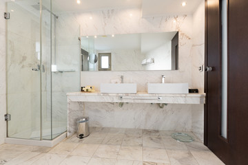 Interior of a hotel bathroom, marble stone