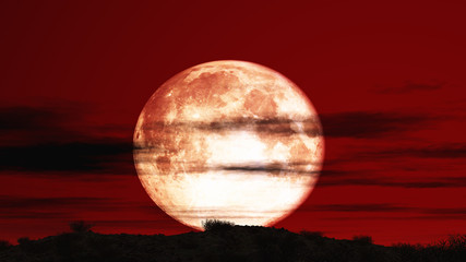 red sky moon