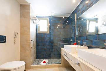 Interior of a hotel bathroom, marble stone