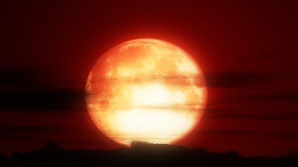 Fototapeta premium red sky moon