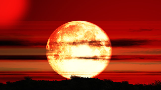red sky moon
