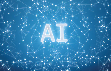 Digital AI interface on blue background