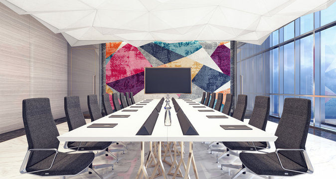 Modern conference and meeting room 3D Rendering