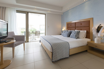 Interior of sea hotel bedroom