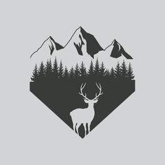 Deer, outdoor logo. Vector.