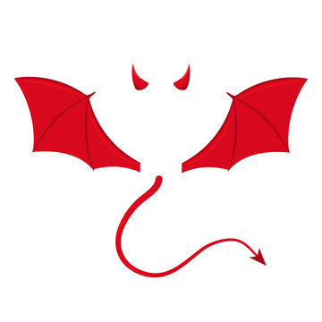 Devil wings, horns and tail. Vector. Isolated.