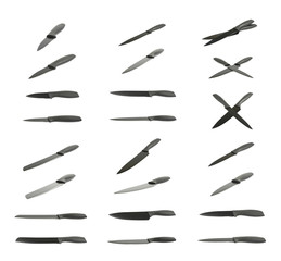 Black metal and plastic knife