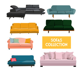 vector sofa illustration. living room furniture. interior design. sofa collection. 