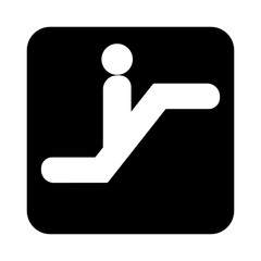 Vector Escalator white icon on black background 