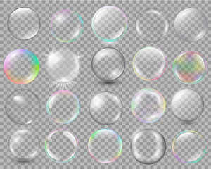 Big set of different spheres with glares and highlights.