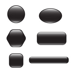 Set of black square and rounded button.
