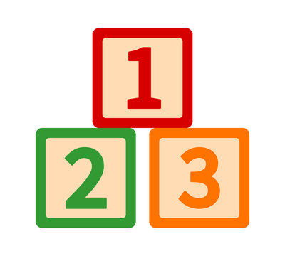123 / 123s toy blocks or cubes with numbers for preschool learning flat vector color icon for apps and websites