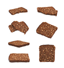 Slice of a black bread isolated