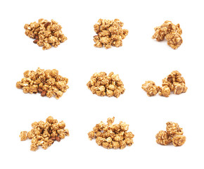 Caramel coated popcorn isolated