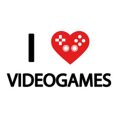 I love videogames. Vector. Isolated.