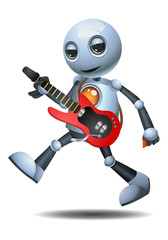 little robot playing guitar
