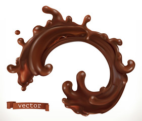 Chocolate splash 3d realistic vector