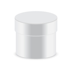 White round closed box packing. Vector illustration