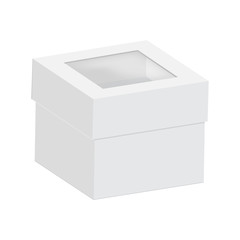 Blank of cardboard boxes with transparent window. Vector.