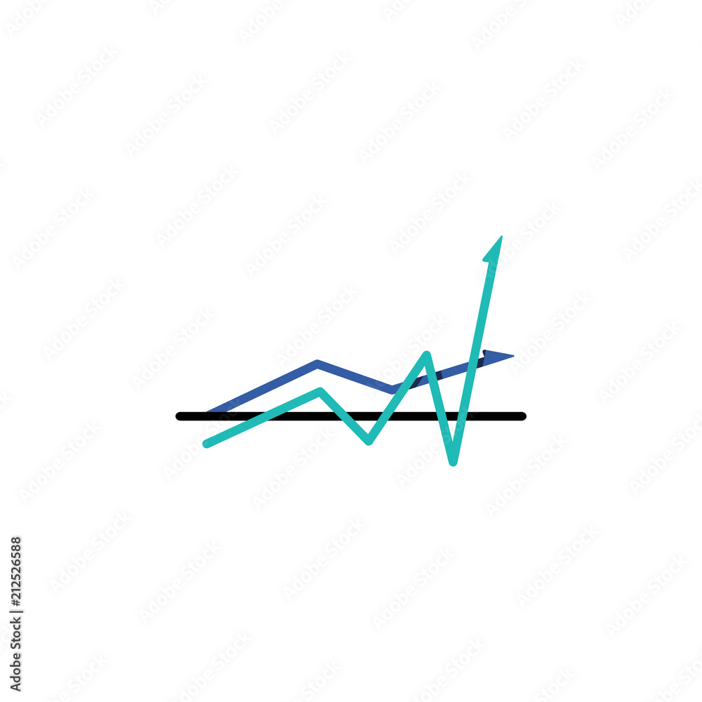 Poster colored infographic line chart illustration. element of business chart for mobile concept and web ap
