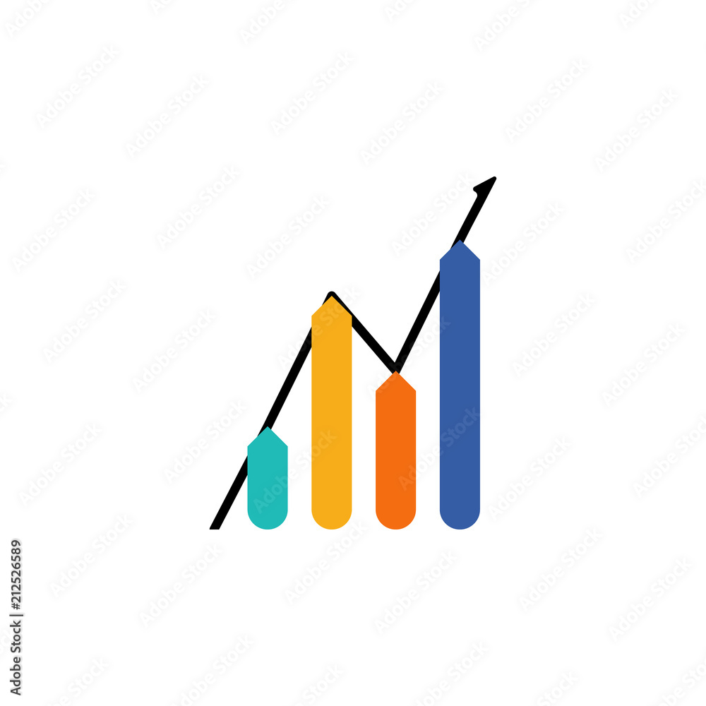 Poster colored infographic column chart illustration. element of business chart for mobile concept and web 