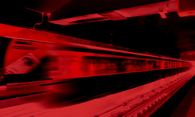 Blurry motion subway train used in digital art.
