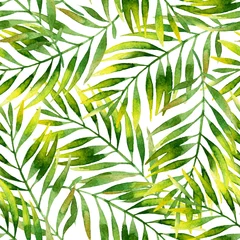 Keuken foto achterwand Grafische prints Eenvoudige aquarel palmbladeren naadloze patroon.