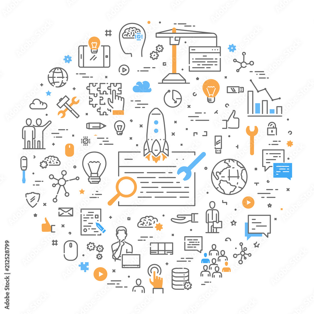 Poster vector web line concept search engine optimization