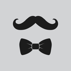 Mustacheand bowtie. Vector. Isolated.