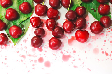 cherries in juice. on a white background