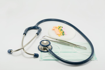 Medical concept. Stethoscope on the white background.