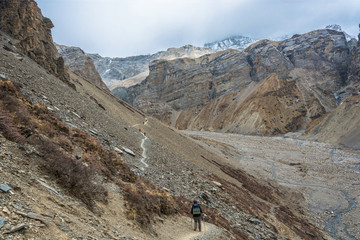 Tourists in the Himalayan mountains, Nepal.