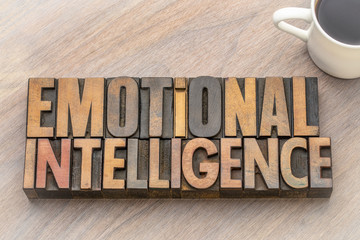 emotional intelligence - word abstract in vintage wood type
