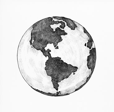 Hand-drawn globe illustration