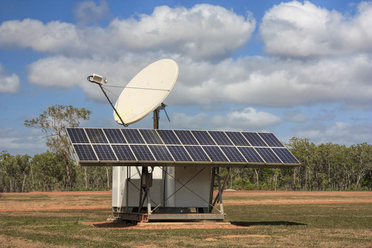 Solar Panels And Satelite Disc In  Remote Australia